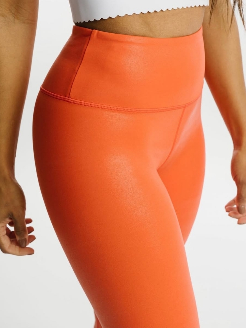 NWOT ZYIA Women's High-Waist Tangerine Metallic Light n'Tight Legging Size 14-16 - Picture 3 of 14